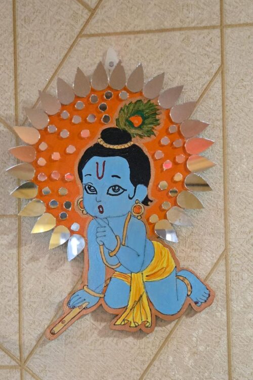 Little Krishna Wooden Lippan Art