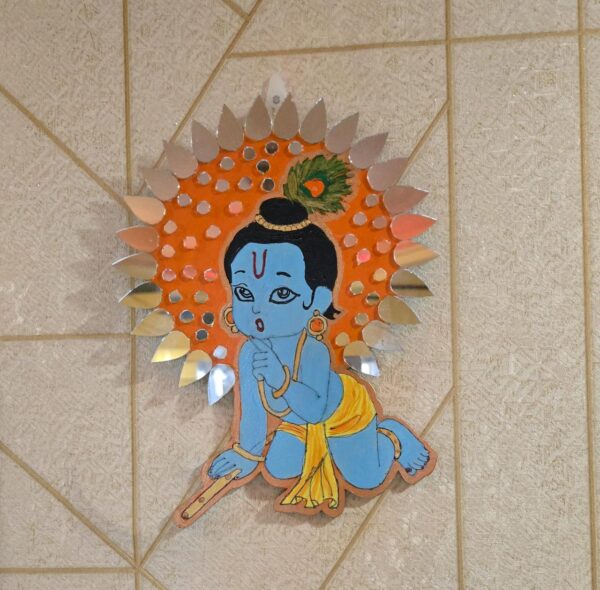 Little Krishna Wooden Lippan Art